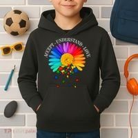 Accept Understand Love Autism Sunflower Kids Hoodie thumb 2