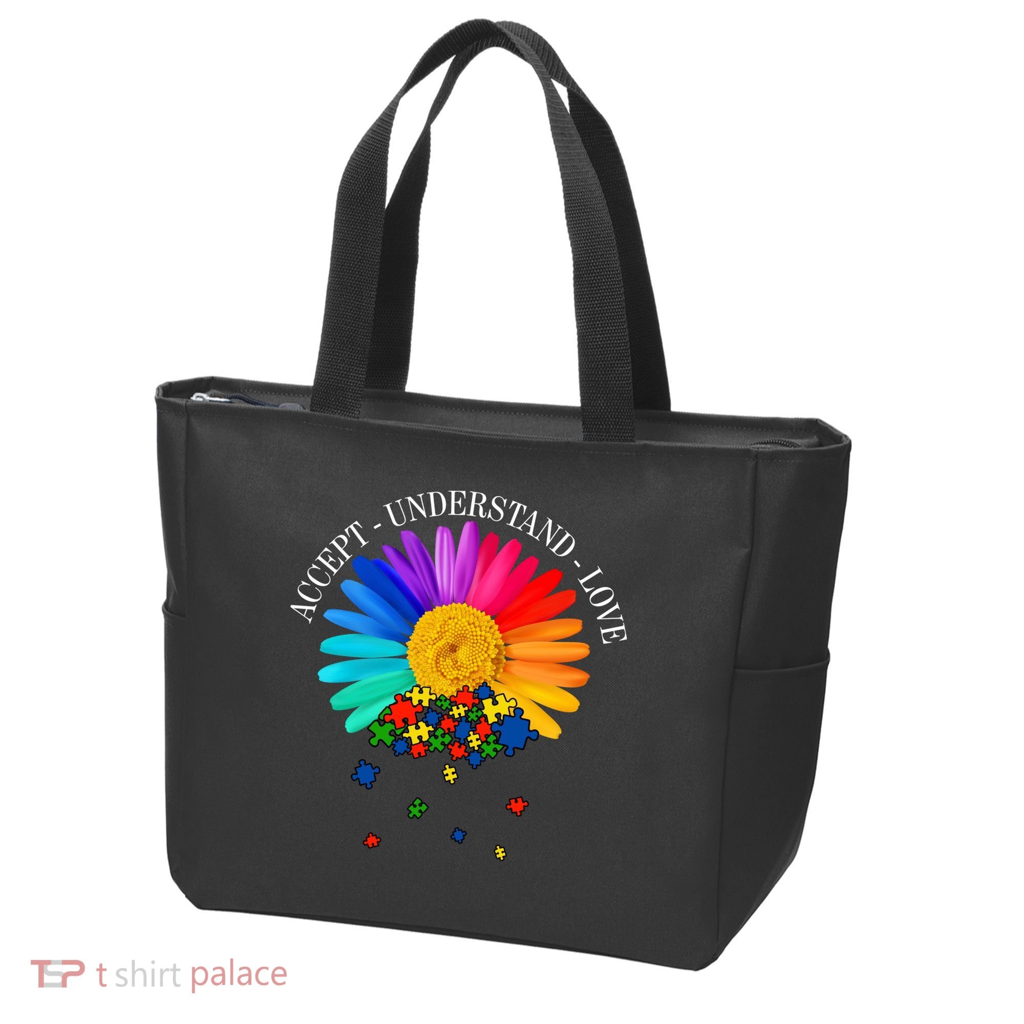 Accept Understand Love Autism Sunflower Tote Bag