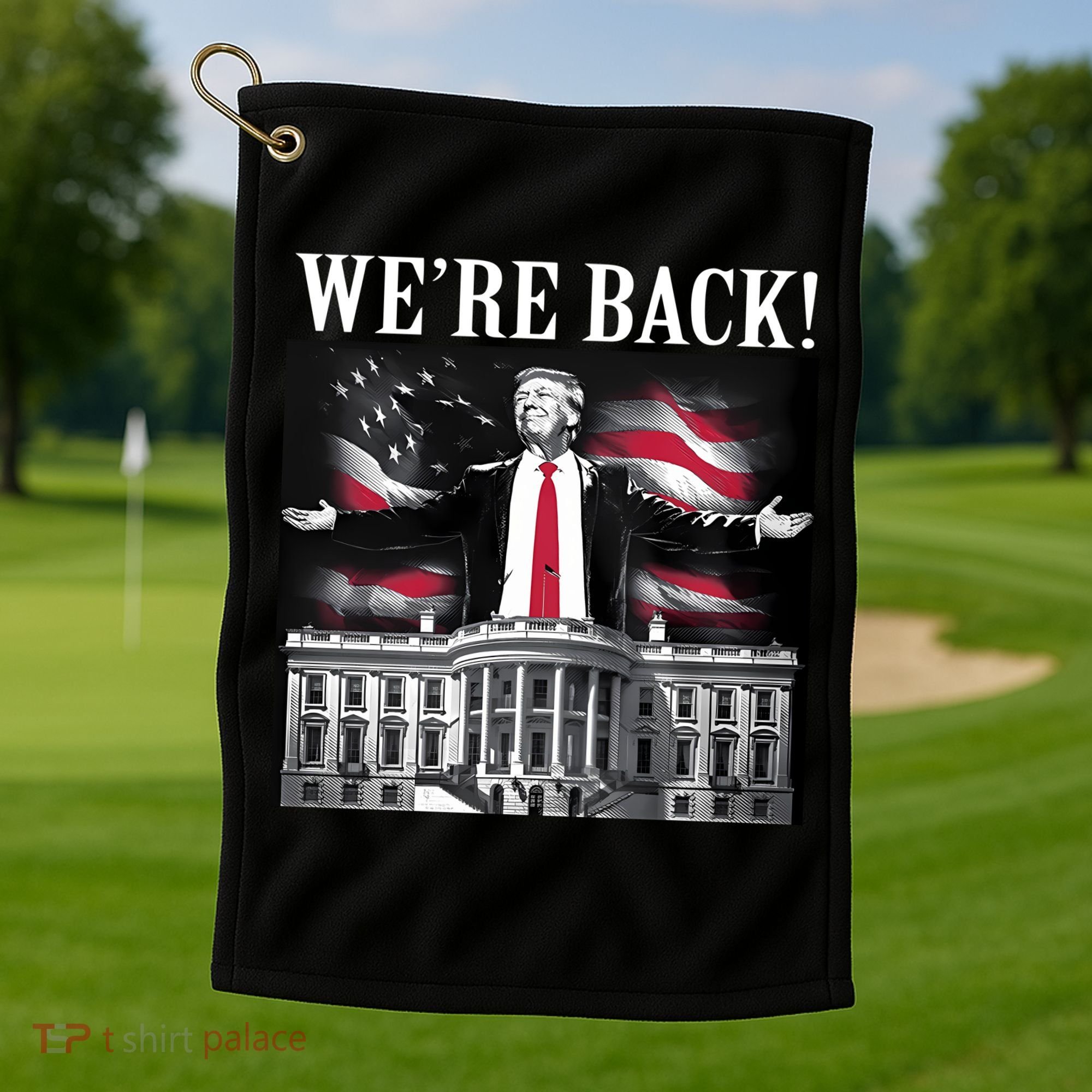 Adam Calhoun Donald Trump WeRe Back Golf Towel