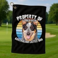Australian Cattle Dog Blue Retro Property Of Cute Dog Golf Towel thumb 1
