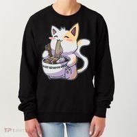 Anime Cat Eating Ramen Women's Sweatshirt thumb 0