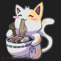 Anime Cat Eating Ramen Women's Sweatshirt thumb 2