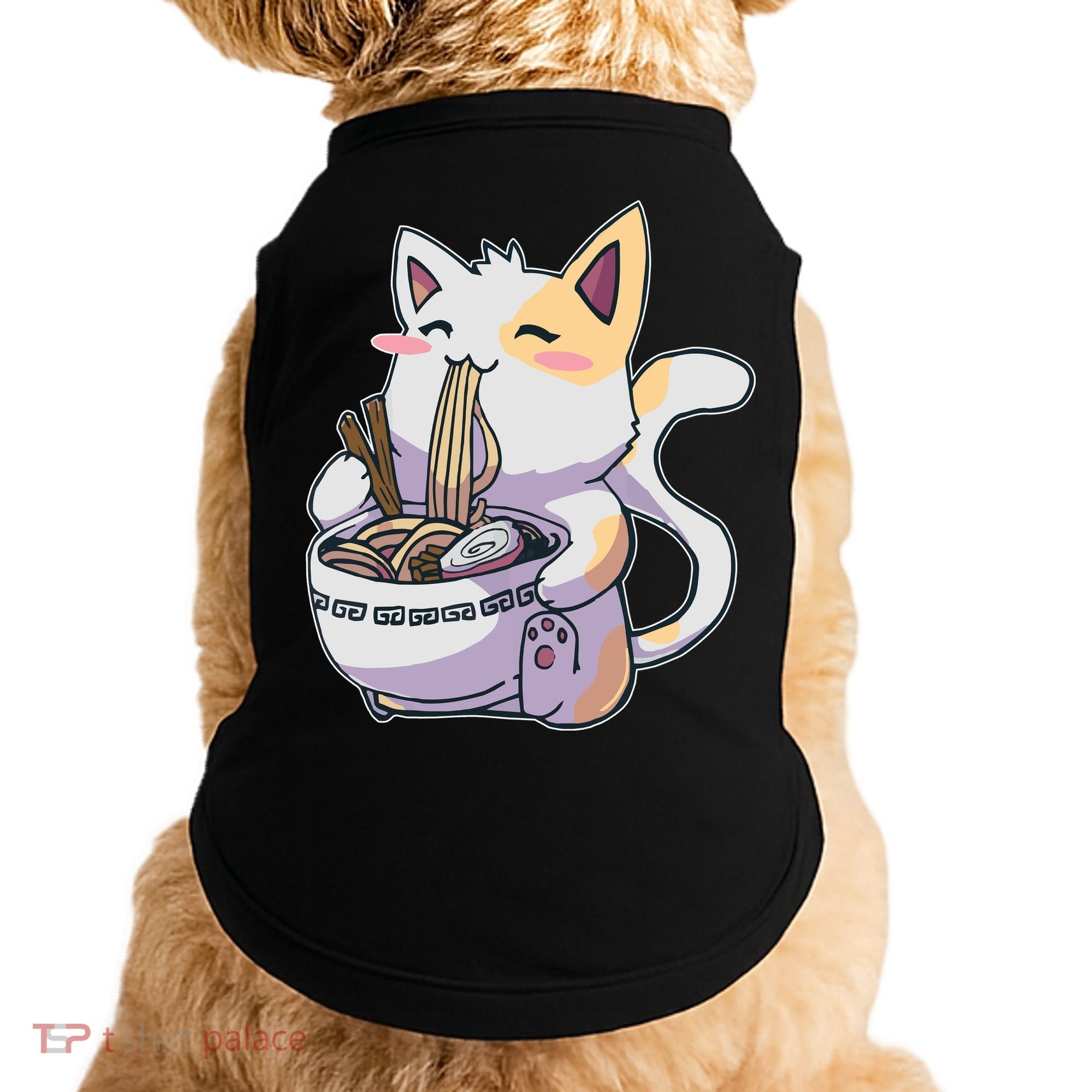 Anime Cat Eating Ramen Doggie Tank
