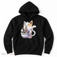Anime Cat Eating Ramen Hoodie thumb 0