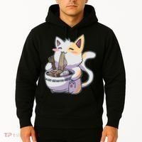 Anime Cat Eating Ramen Hoodie thumb 2
