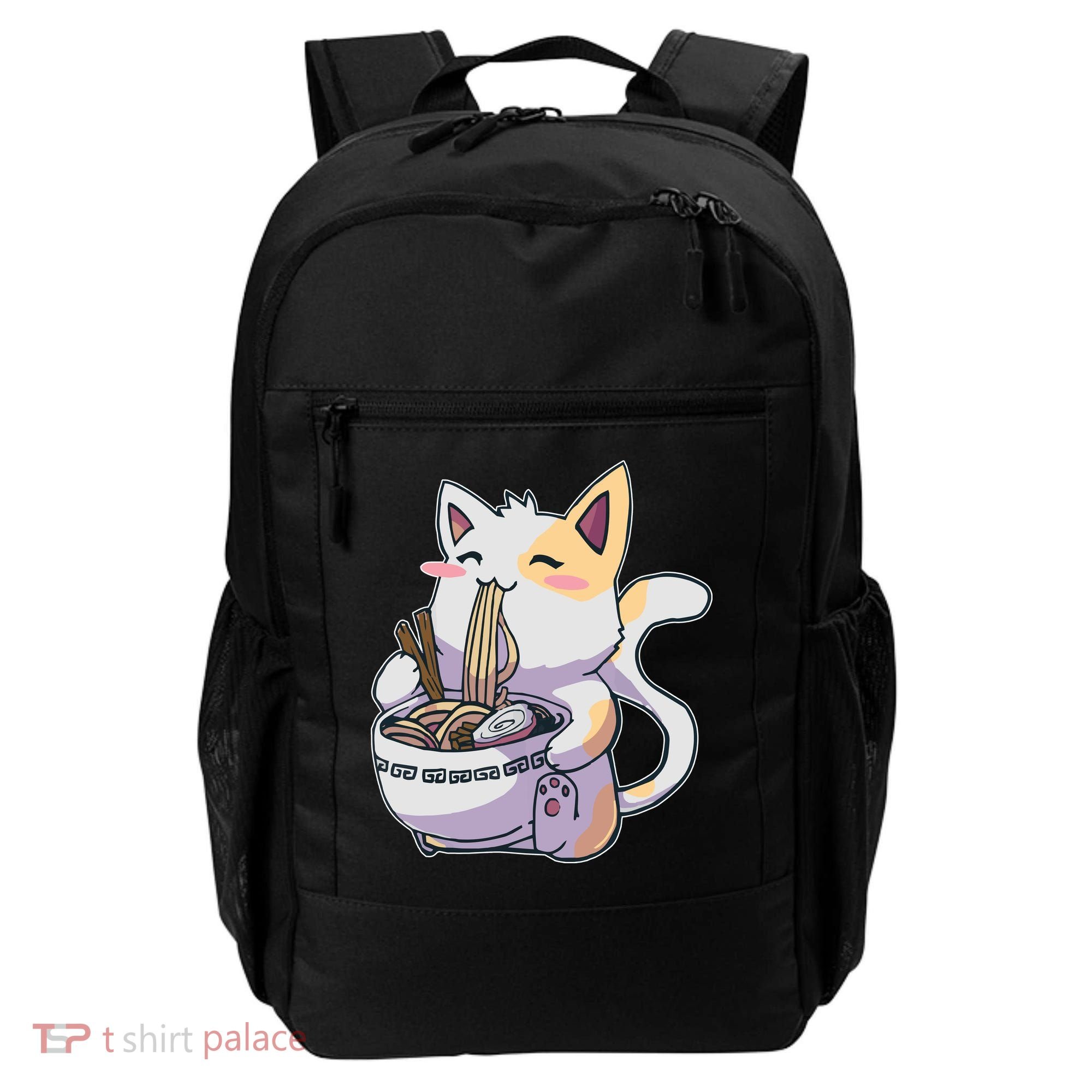 Anime Cat Eating Ramen Backpack