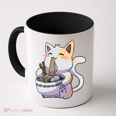 Anime Cat Eating Ramen Coffee Mug