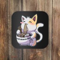 Anime Cat Eating Ramen Coaster thumb 0