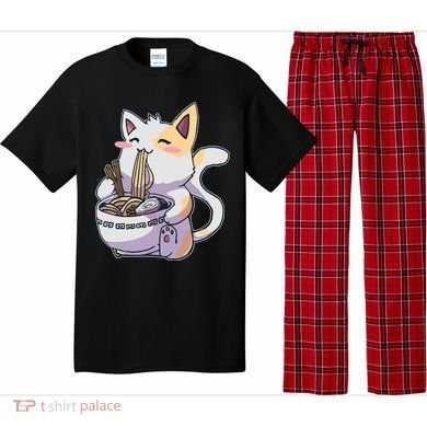 Anime Cat Eating Ramen Pajama Set