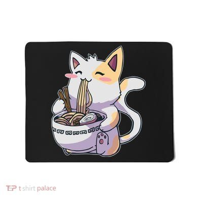 Anime Cat Eating Ramen Mousepad