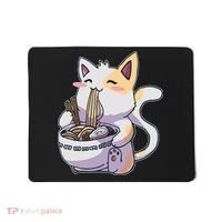 Anime Cat Eating Ramen Mousepad thumb 0