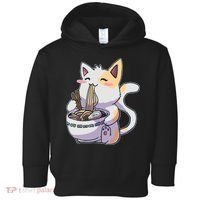 Anime Cat Eating Ramen Toddler Hoodie thumb 0