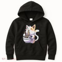 Anime Cat Eating Ramen Kids Hoodie thumb 0