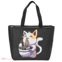 Anime Cat Eating Ramen Tote Bag thumb 0