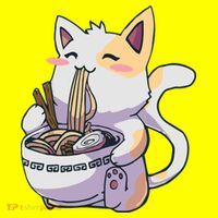 Anime Cat Eating Ramen USA-Made Doggie Bandana thumb 2