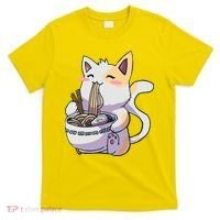 Anime Cat Eating Ramen T-Shirt thumb 0