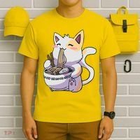 Anime Cat Eating Ramen T-Shirt thumb 6