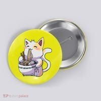 Anime Cat Eating Ramen Button thumb 0