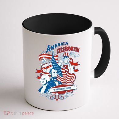 America Celebration Freedom Liberty Lincoln Washington Coffee Mug back