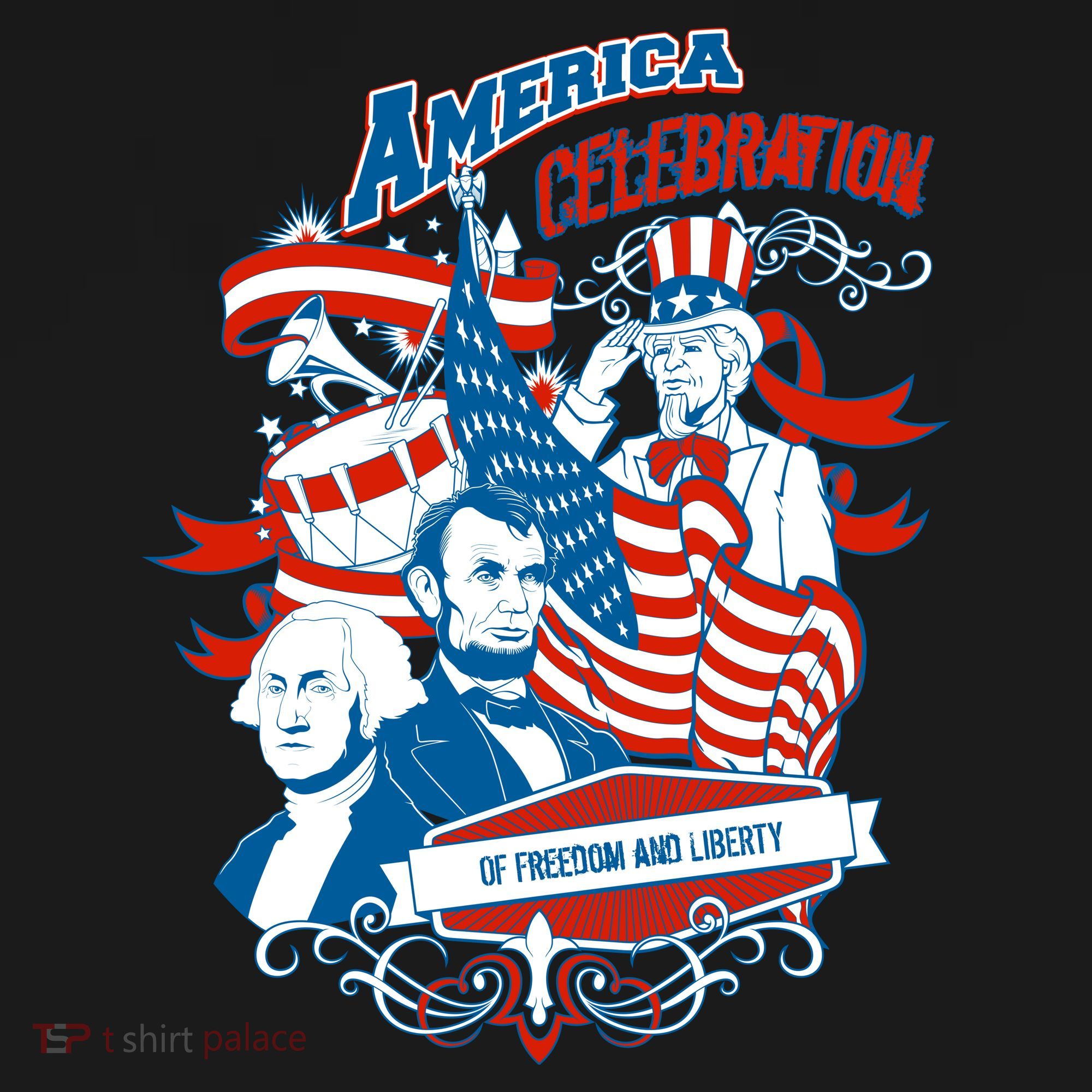 America Celebration Freedom Liberty Lincoln Washington Ornament