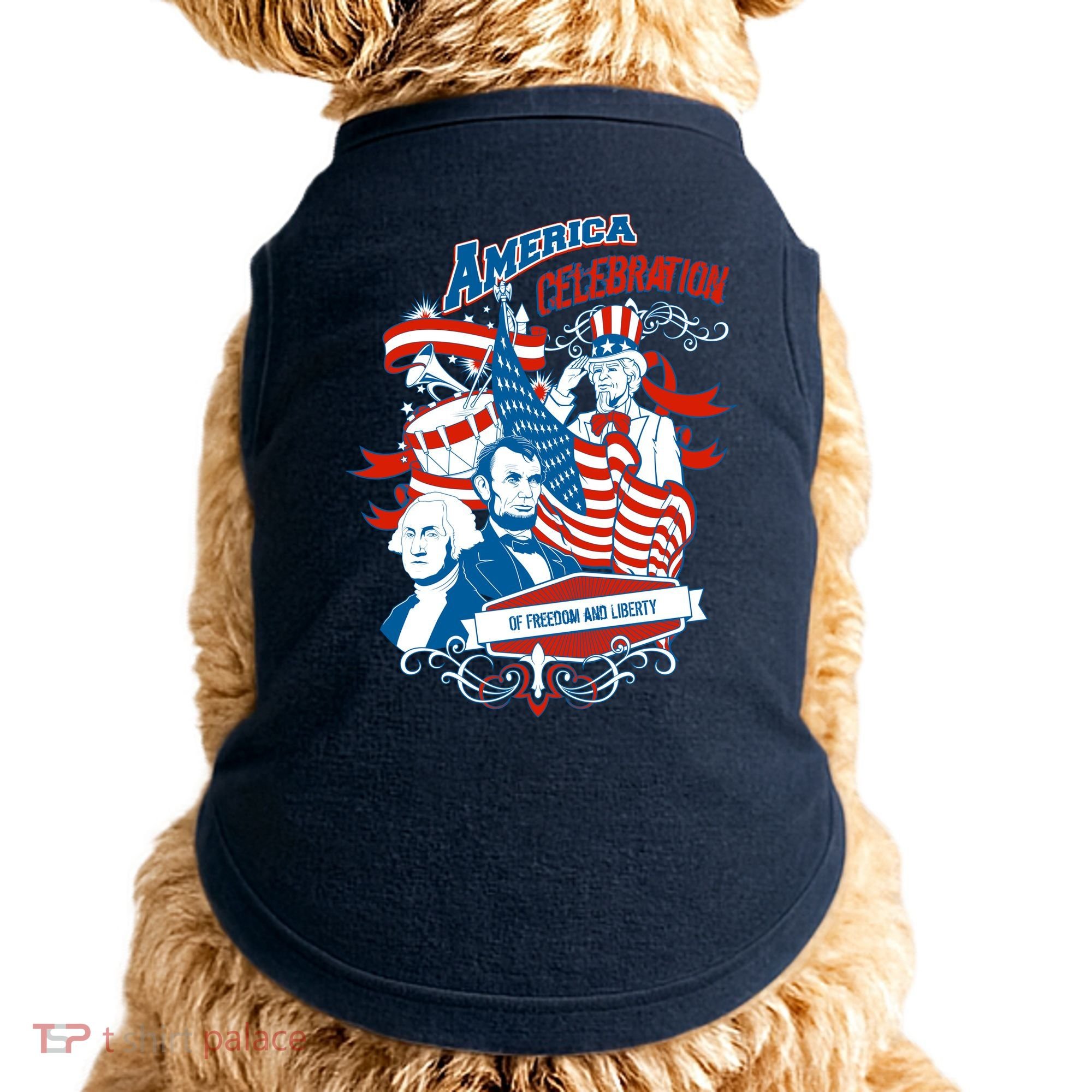 America Celebration Freedom Liberty Lincoln Washington Doggie Tank