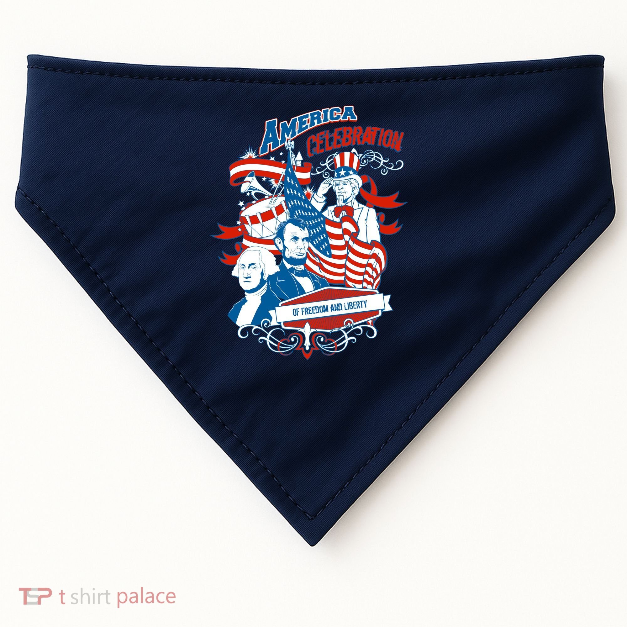 America Celebration Freedom Liberty Lincoln Washington USA-Made Doggie Bandana