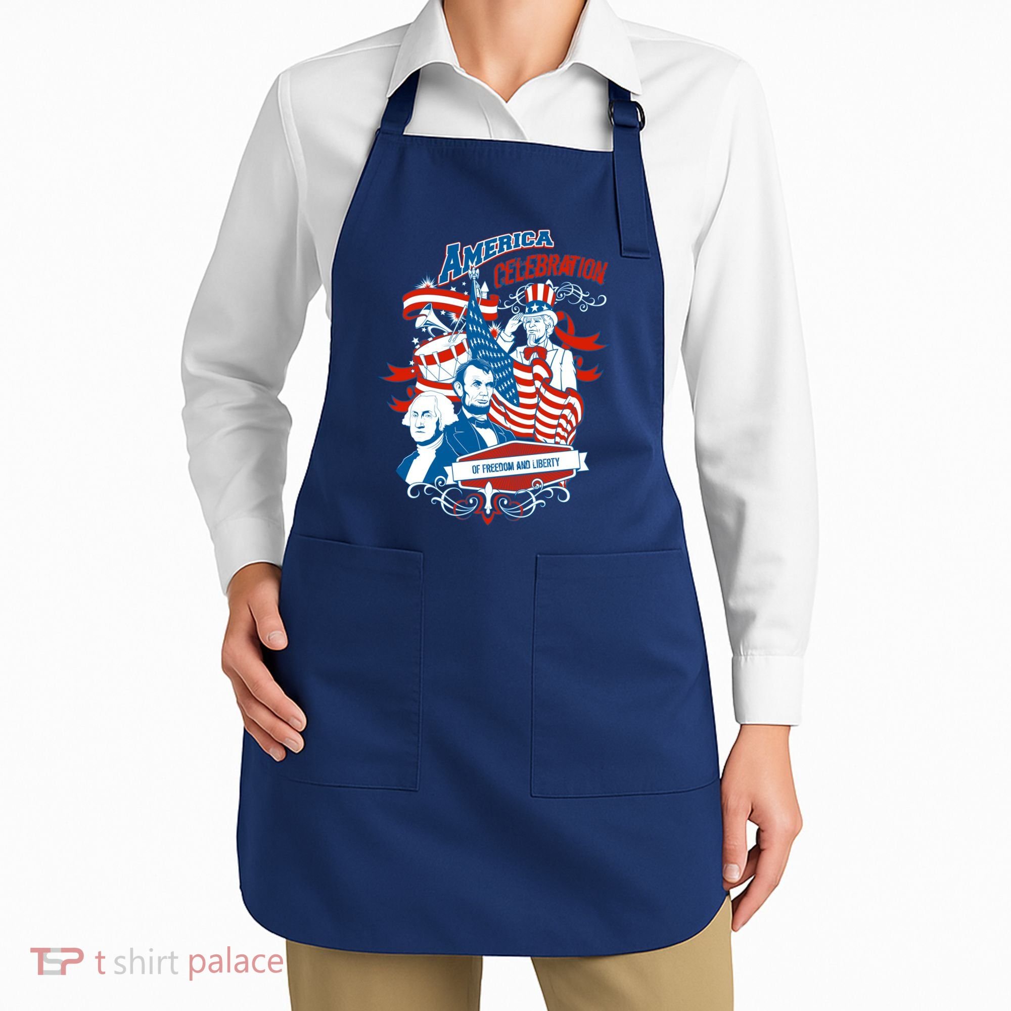 America Celebration Freedom Liberty Lincoln Washington Apron