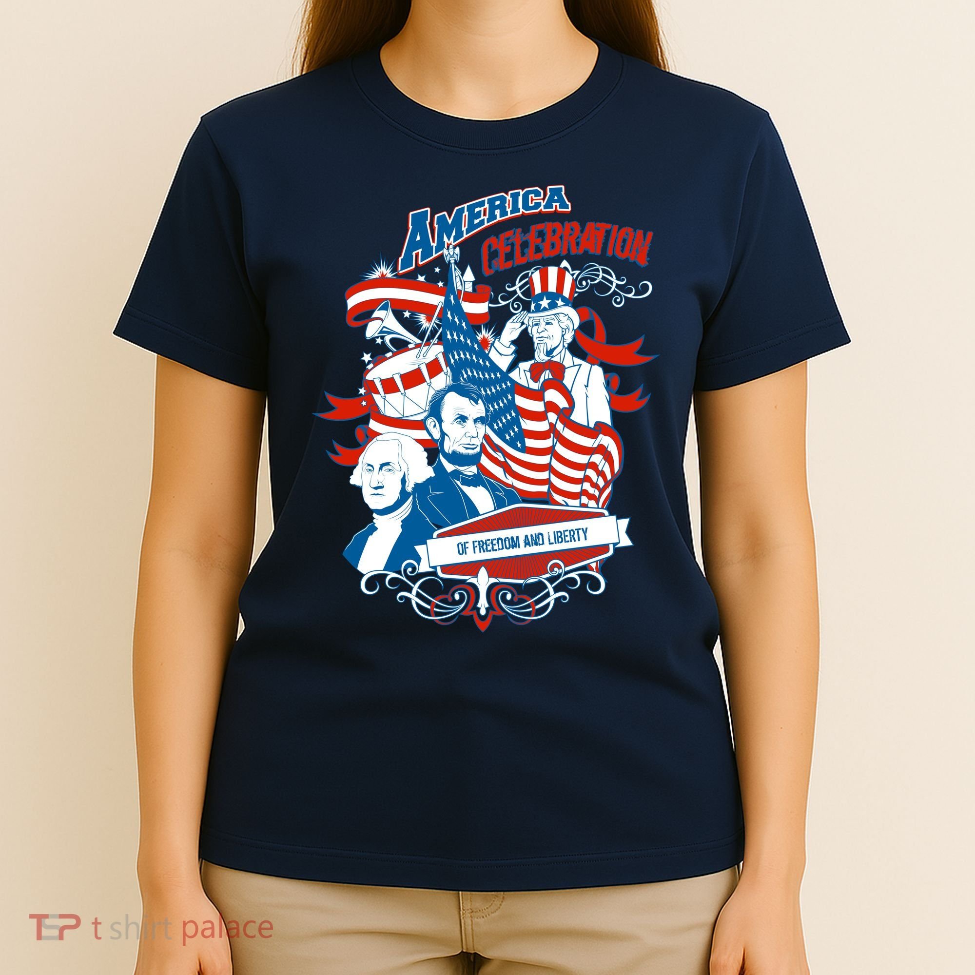 America Celebration Freedom Liberty Lincoln Washington T-Shirt