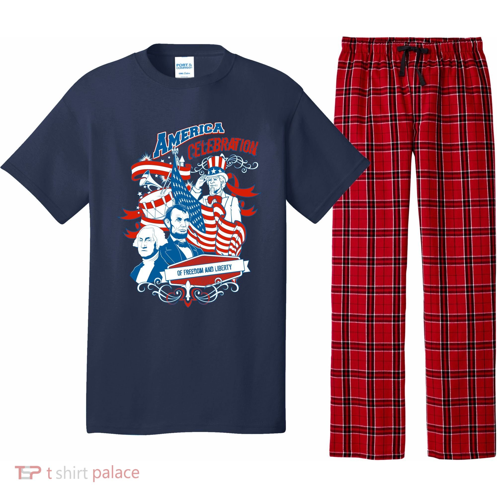 America Celebration Freedom Liberty Lincoln Washington Pajama Set