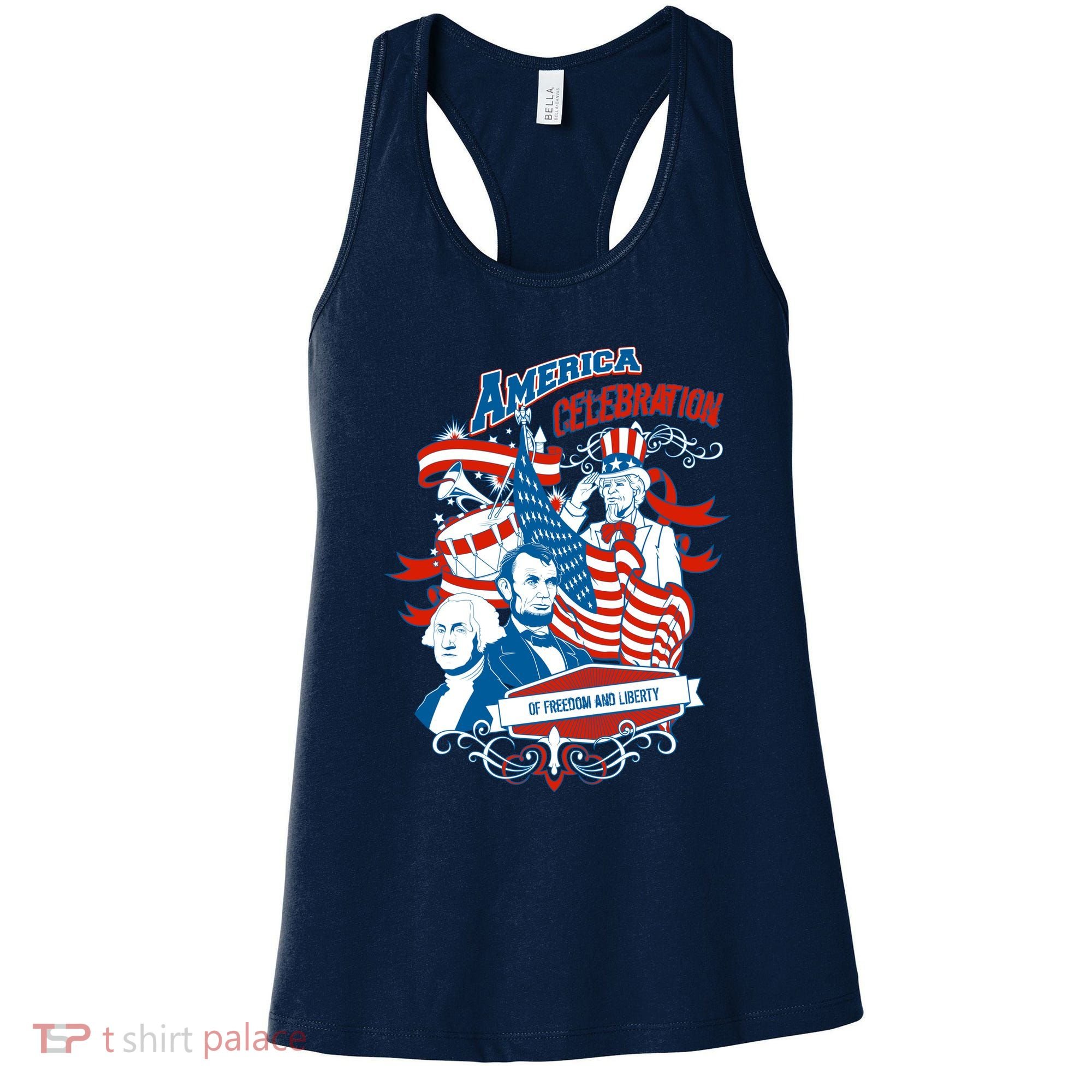 America Celebration Freedom Liberty Lincoln Washington Women's Tank Top