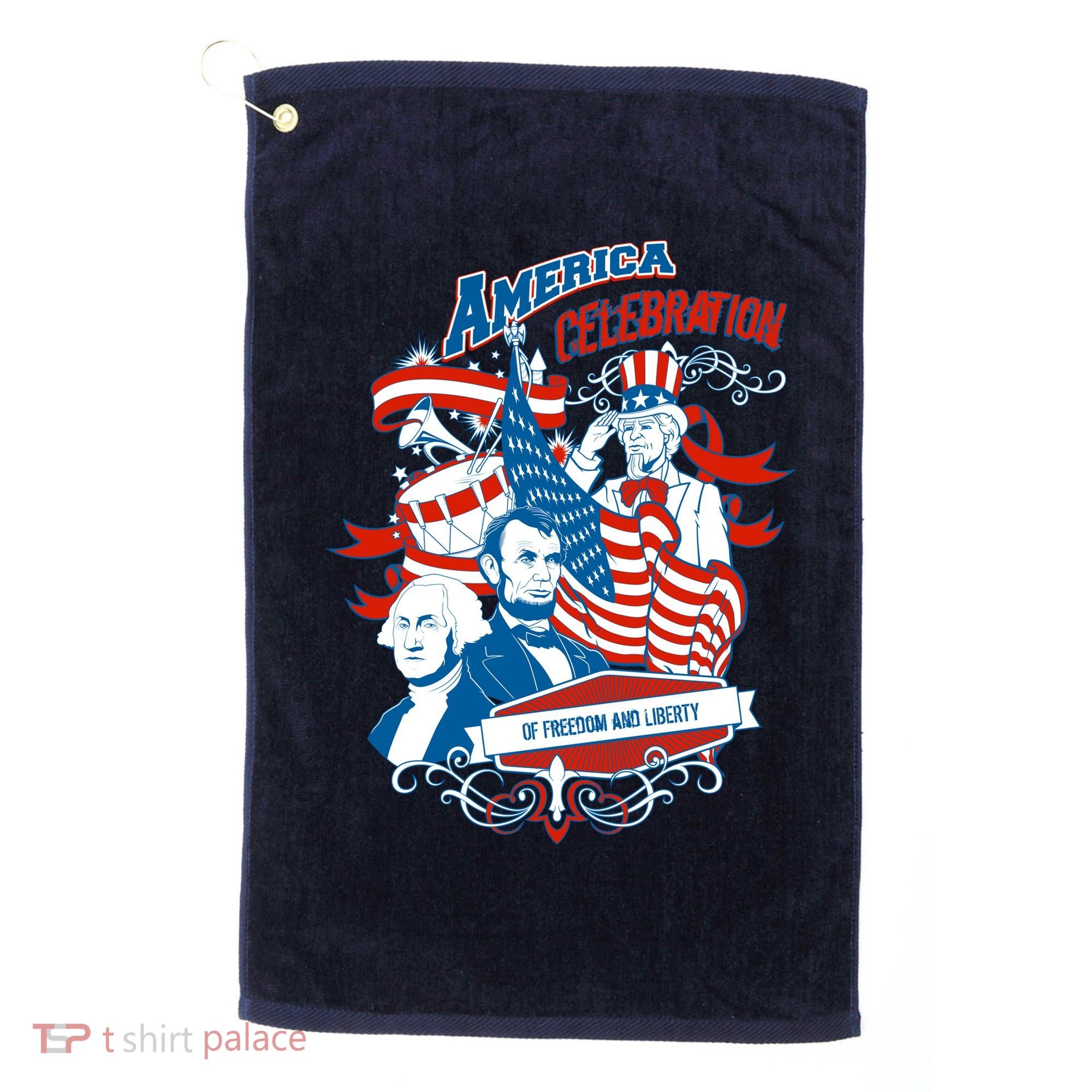 America Celebration Freedom Liberty Lincoln Washington Golf Towel