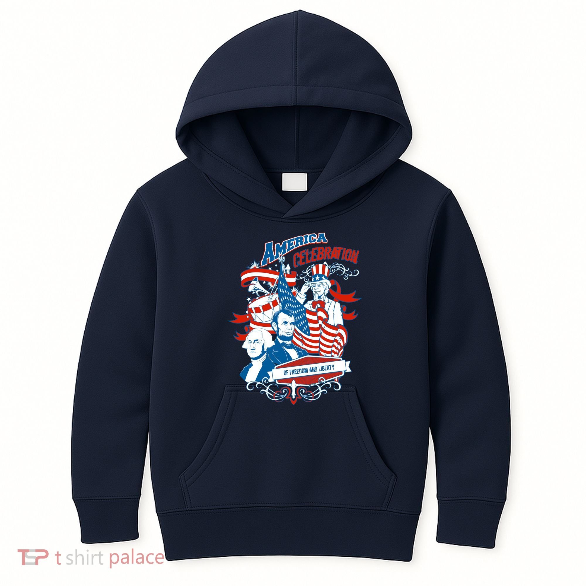 America Celebration Freedom Liberty Lincoln Washington Kids Hoodie