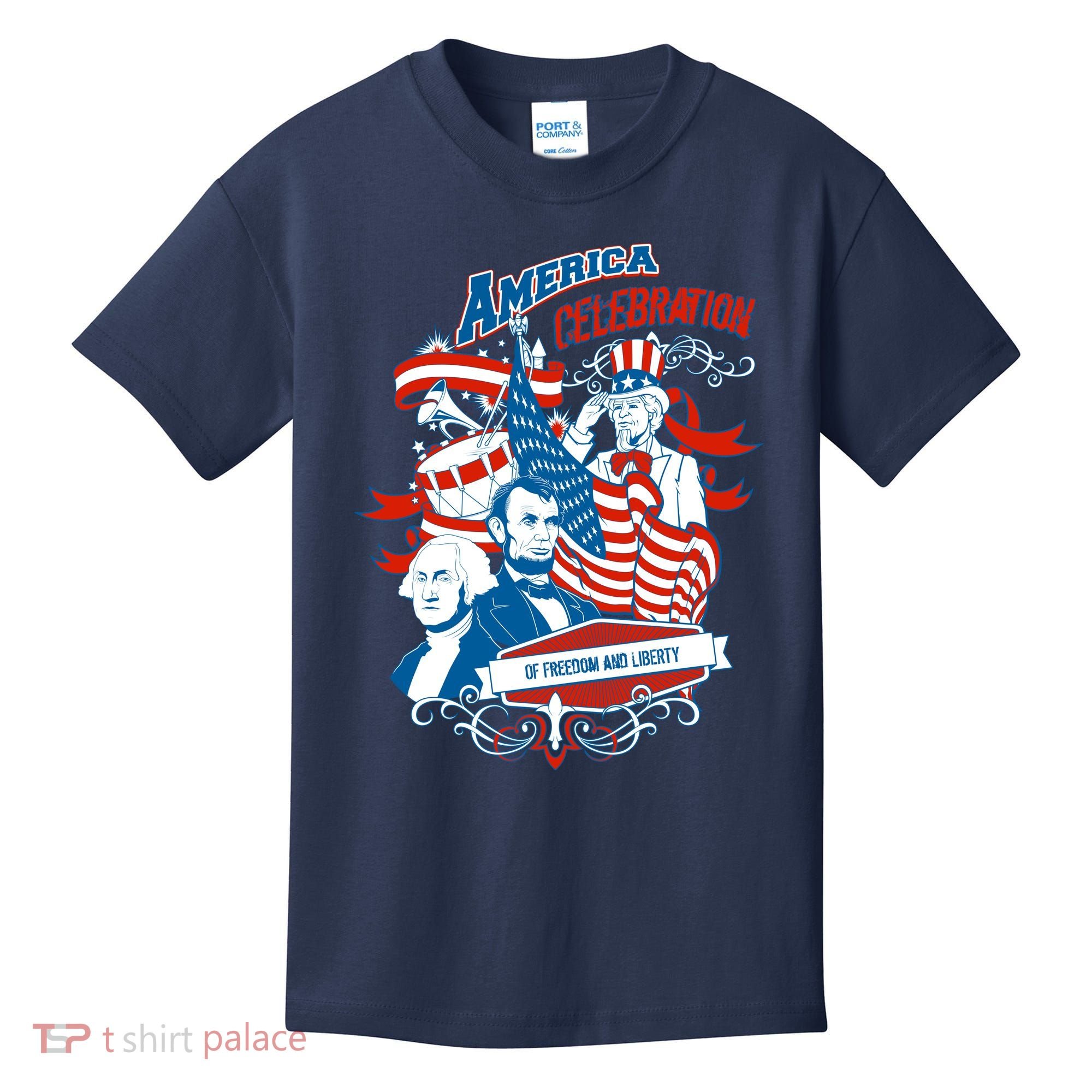 America Celebration Freedom Liberty Lincoln Washington Kids T-Shirt