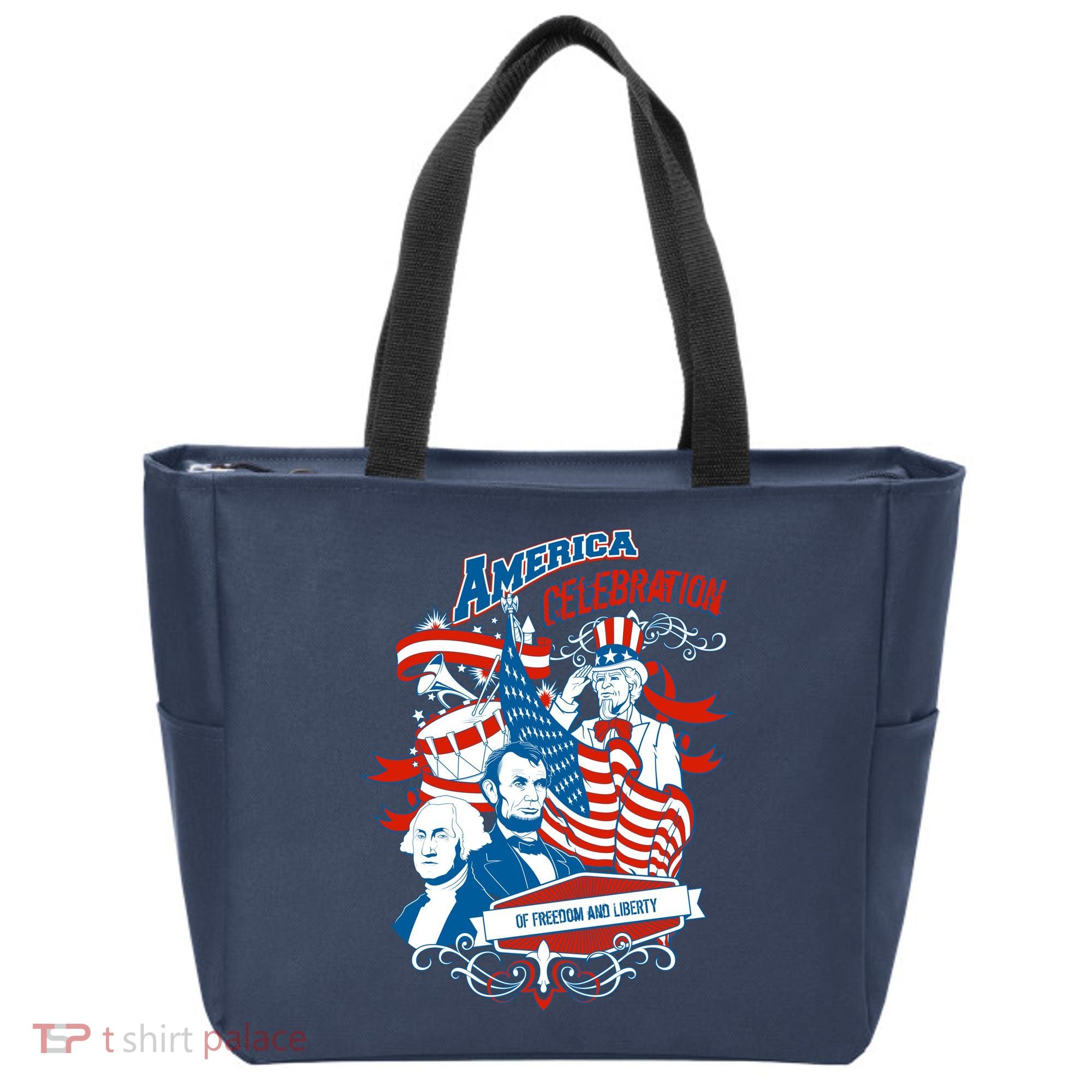 America Celebration Freedom Liberty Lincoln Washington Tote Bag