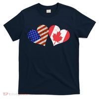 American & Canadian Flags Heart Shaped Vintage Us Eh T-Shirt thumb 0