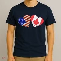 American & Canadian Flags Heart Shaped Vintage Us Eh T-Shirt thumb 3