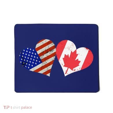 American & Canadian Flags Heart Shaped Vintage Us Eh Mousepad