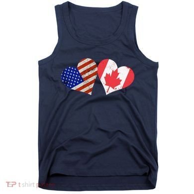 American & Canadian Flags Heart Shaped Vintage Us Eh Tank Top