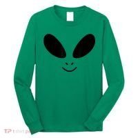 Alien Costume Funny Green Face Halloween Party Adults Long Sleeve Shirt thumb 0
