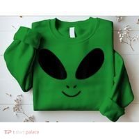 Alien Costume Funny Green Face Halloween Party Adults Sweatshirt thumb 2