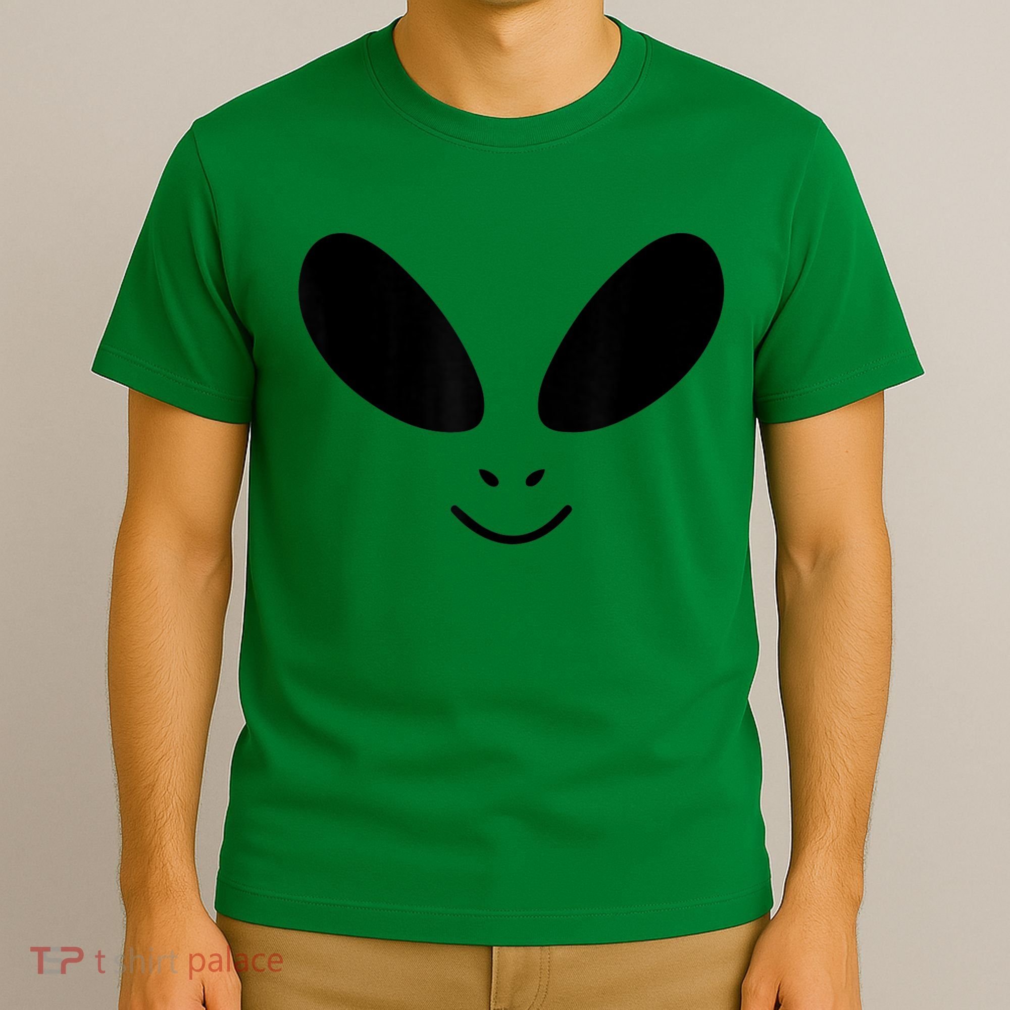 Alien Costume Funny Green Face Halloween Party Adults T-Shirt