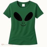 Alien Costume Funny Green Face Halloween Party Adults Women's T-Shirt thumb 0