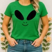 Alien Costume Funny Green Face Halloween Party Adults Women's T-Shirt thumb 2