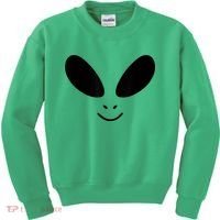 Alien Costume Funny Green Face Halloween Party Adults Kids Sweatshirt thumb 0