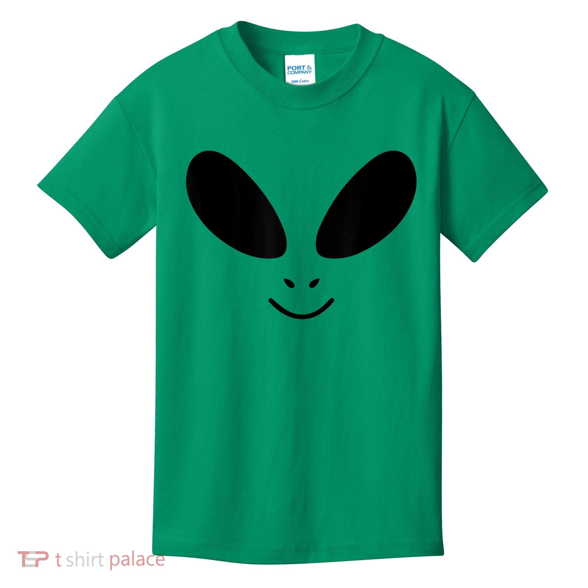 Alien Costume Funny Green Face Halloween Party Adults Kids T-Shirt