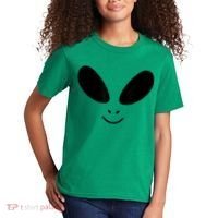 Alien Costume Funny Green Face Halloween Party Adults Kids T-Shirt thumb 2
