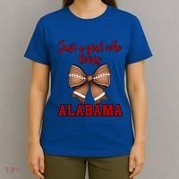 Alabama Coquette Football Bow Loves Alabama Cute Gift T-Shirt thumb 4