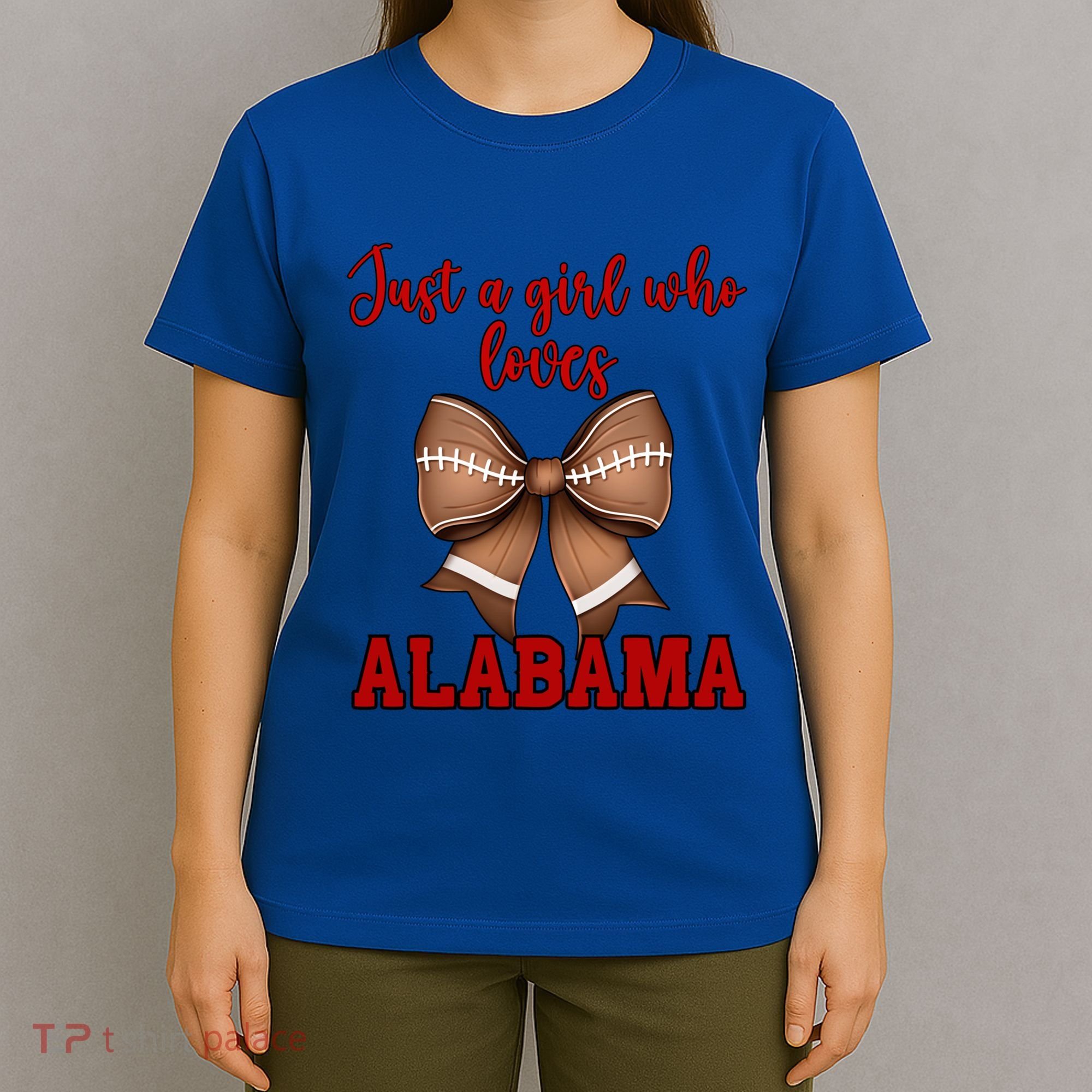 Alabama Coquette Football Bow Loves Alabama Cute Gift T-Shirt