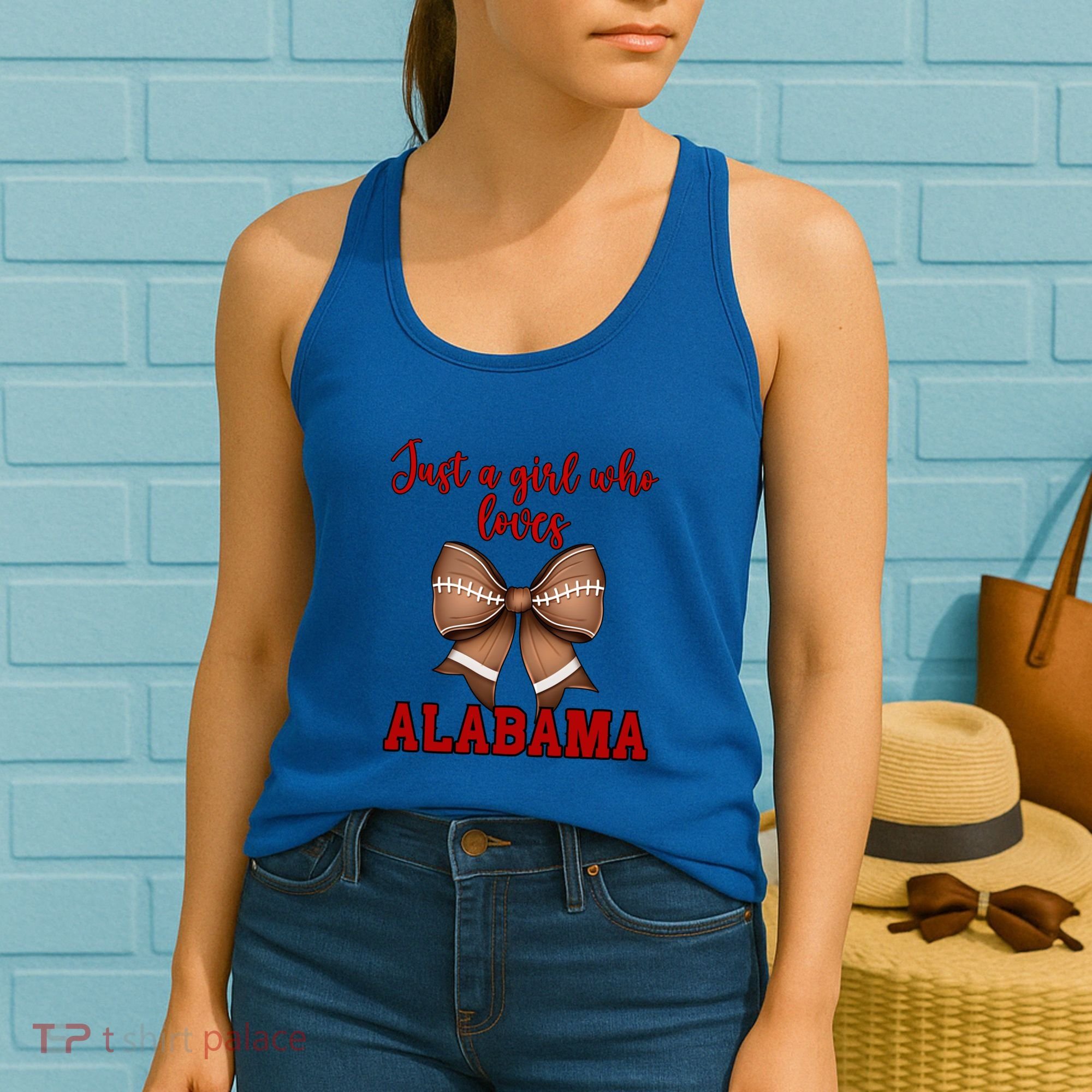 Alabama Coquette Football Bow Loves Alabama Cute Gift Women's Tank Top