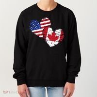 American Canadian Flag Heart Valentines Day Gift Canada Women's Sweatshirt thumb 0